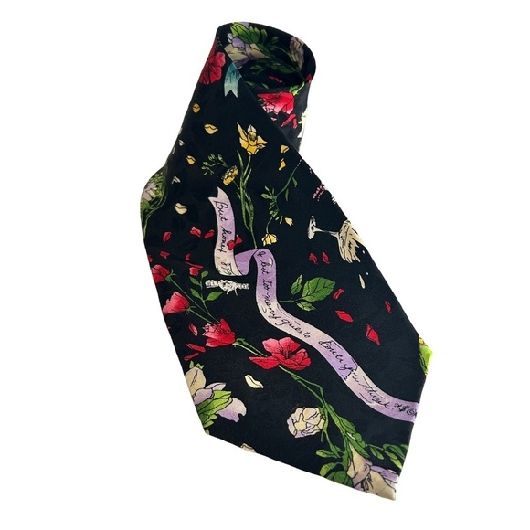 Nicole Miller Novelty Neck Tie Silk Wedding Theme Champagne Cake Floral Guests - Picture 6 of 14